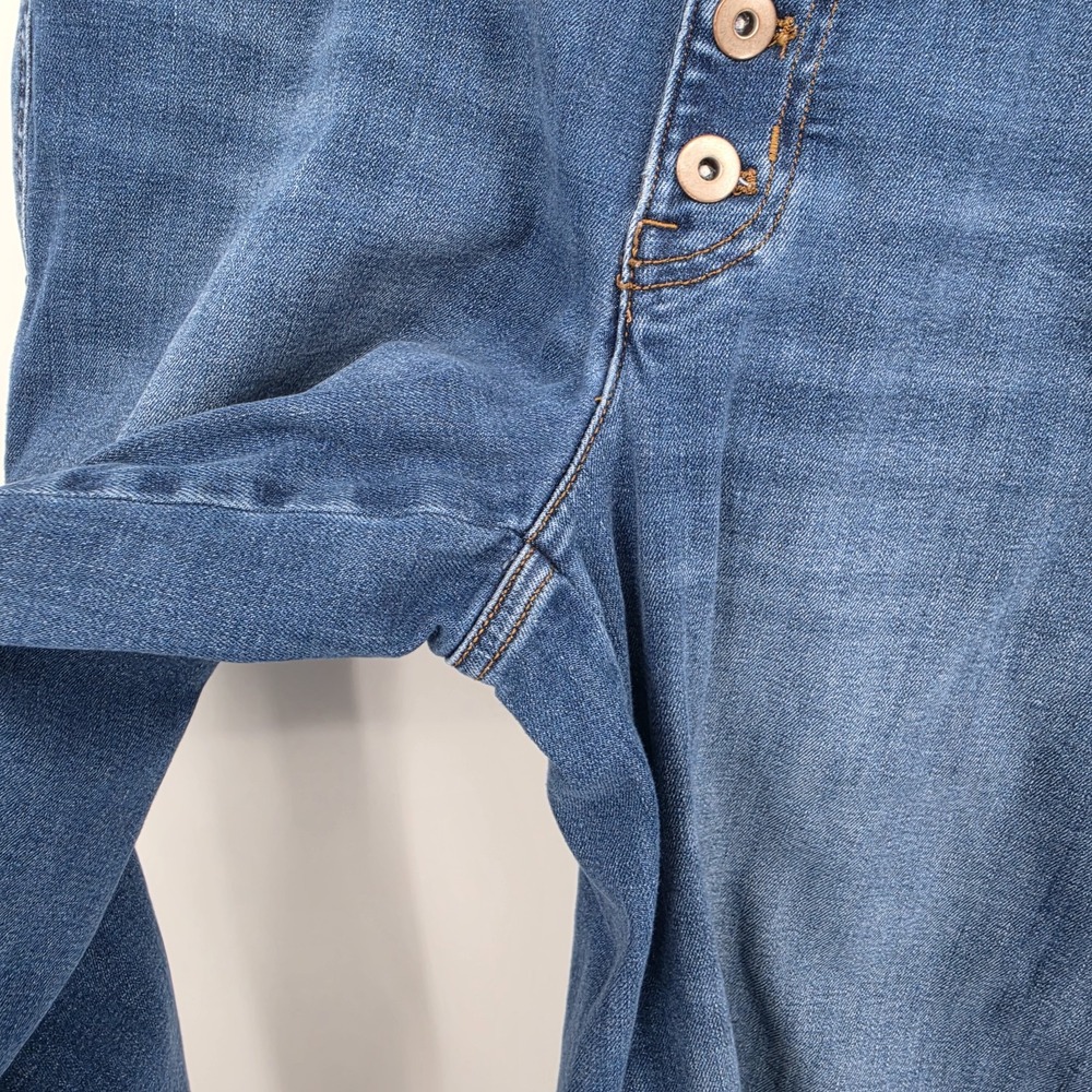 J. Jill Denim Wide Leg Crop Jeans Sz 14 Blue High Rise Button Fly Stretch Pocket - Picture 12 of 15